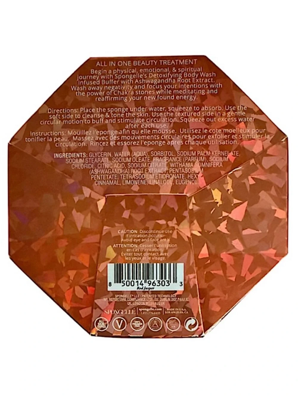 Spongelle Spiritual Detox Buffer Lunar Lime with Red Jasper Root Chakra Stone